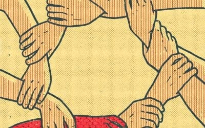 Illustration of hands together, one of which has an ulterior motive.