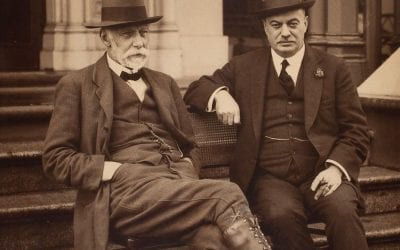 Photograph of 19th-century men in chivalric poses.